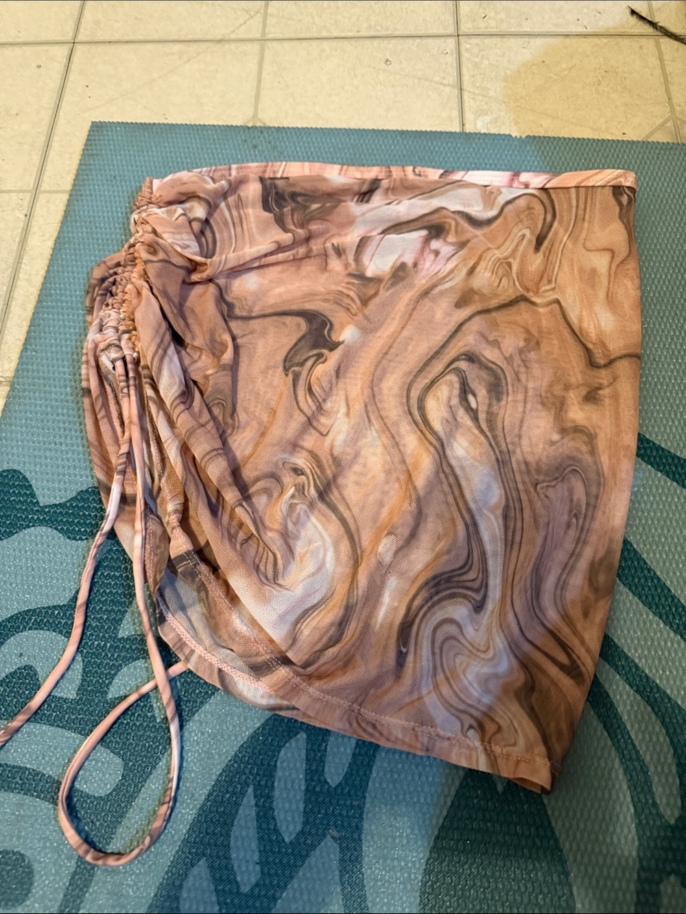 Marble-Print Swim Sarong Cover-Up in Brown Marble